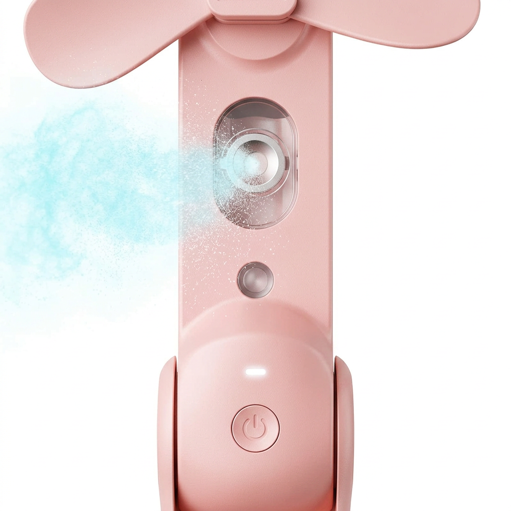 Close-up of the mist nozzle and power button